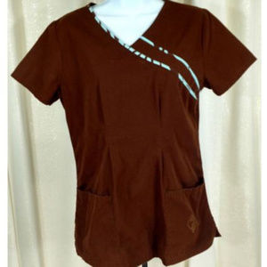 Baby Phat Brown Scrub Top Medical Uniform